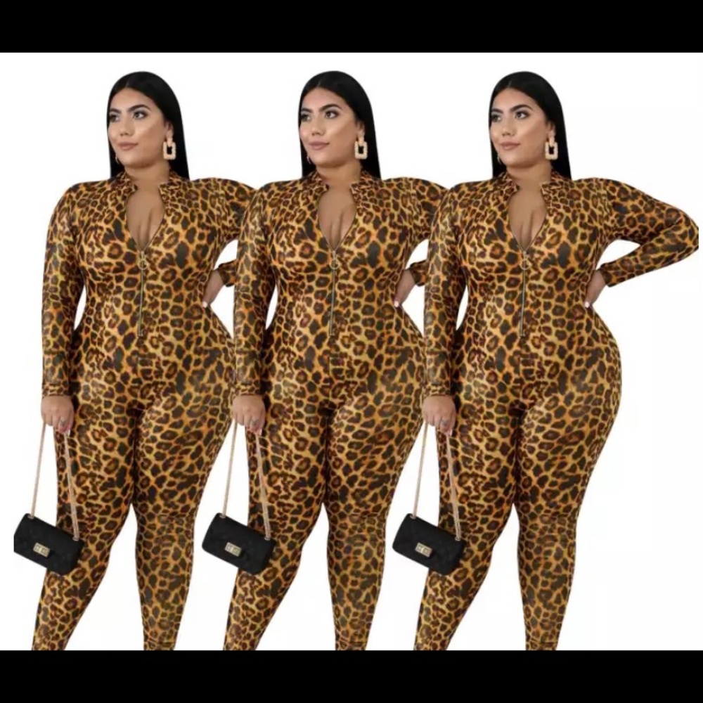 Long sleeve cheetah one piece